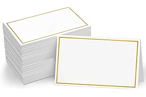 GETHELUD 110 PCS Tent Cards with Gold Foil Border - Delicate Seating Cards for Wedding, Table, Dinner Parties, Receptions (Each Measures 2” x 3.5”)