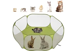 Pawaboo Small Animals Playpen, Waterproof Small Pet Cage Tent with Strong Steel Wire Frame, Portable Outdoor Yard Fence for Chick/Kitten/Puppy/Guinea Pig/Rabbits/Hamster/Chinchillas, Green
