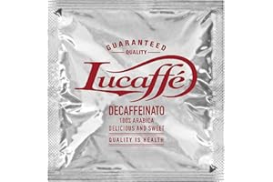 LUCAFFÉ Lucaffè odkofeiowana, 100% kawa Arabica, Ø 44 mm, saszetki do ese-Pads, 60 kompostowalnych papierowych podkładek, naturalnie odkofeiowana kawa, słodki smak, pełne ciało, gruba śmietana, przyjemny aromat