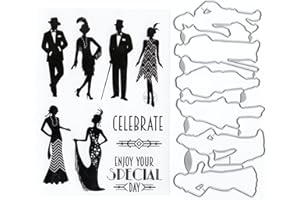 DzIxY Woman Man Clear Stamps and Metal Cutting Dies Sets for Card Making Scrapbooking Paper Supplies Seals Storage Pockets