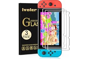 ivoler Tempered Glass Screen Protector for Nintendo Switch, 9H Hardness, Anti-Scratch, Bubble-Free, 2.5D Round Edge.