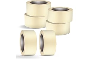 EVOKK Pack of 6 Masking Tape Rolls (48mm x 50m) – Premium Quality Masking Tape for Painting, Decorating & Crafts, Low Tack, Residue-Free, Strong Adhesion, Ideal Paper Tape, Artist & Paint Use
