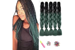 ShowJarlly 5 Piezas Kanekalon Extensiones Pelo Africanas Trenzas, 24" Sintetico Pelo Trenzas Africanas Extensiones de Trenzado de Cabello Para Ganchillo Trenzado de Extensiones