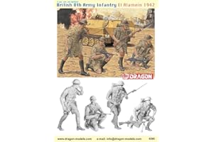 DRAGON MODELS USA Dragon Models 1/35 British 8th Army Infantry, El Alamein 1942 (4 Figurines) Kit de modélisme Dragon