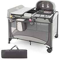 Lettino Neonato 4 In 1 Da Campeggio - Culla, Fasciatoio, Parco Giochi, 0-36 Mesi - Foto 3