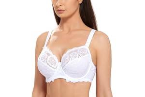 Delimira Women's Full Coverage Non-Foam Floral Lace Plus Size Underwired Bra