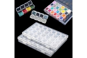 LUMINARYLAIR 2 Pièces Diamond Painting Accessoires Boite avec 28 Grilles Boîte Rangement Perle Diamants,Boite de Rangement Diamond Painting en Plastique,Transparent Conteneur de Bijoux,pour Craft,Manucure,Perles