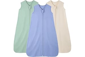 FIEMOL Saco de Dormir para Bebé 6-12 Meses 0.5 TOG Mantas de Algodón, 3 Paquetes Saco de Dormir Transpirable para Recién Nacido 58-66cm Albaricoque