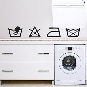 Wandtattoo für Waschküche, Motive "Wäschesymbole", Vinyl, groß: Amazon