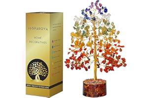 JAGPAROVA 7 Chakra Tree - Crystal – Gemstone Tree - Feng Shui - Chakra Crystals - Crystals Tree - Money Trees - Chakra Tree Of Life - Reiki Gifts - Crystal Decor - Crystal Bonsai Tree