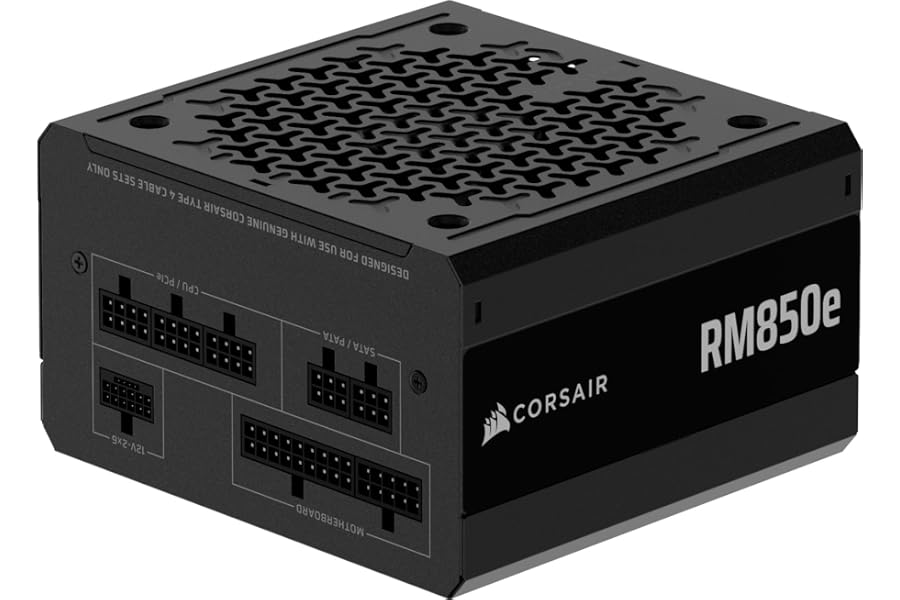 CORSAIR RM850e (2025) Fully Modular Low-Noise ATX Power Supply with 12V-2x6 Cable – ATX 3.1 & PCIe 5.1 Compliant, Cybenetics Gold Efficiency, 105°C-Rated Capacitors, Modern Standby Mode – Black