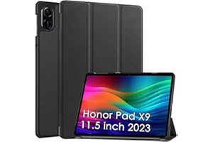 Case for Honor Pad X9 11.5 inch 2023,XLTTONG Slim Lightweight Protective Three Folding Hard Back Shell Stand Cover for Honor Pad X8 Pro (Black)