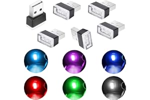 CTRICALVER USB Atmosfärlampa för Bil - Universal Mini LED Interiör Belysning med 5 Färger (Röd, Rosa Lila, Blå, Vit, Isblå