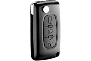 Jongo® CE0523 Kit Komplett Schlüsselgehäuse Kompatibel mit Citroën C4 Picasso Grand Picasso C5 + CR1620 Batterie Plip Fernbedienung 3 Tasten Ohne Klinge