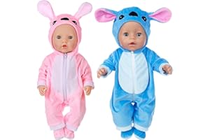CARREUTY Baby Doll Clothes for 14-18 Inch Baby Doll, Couple Doll Clothes Outfits with 2 Clothes and 2 Socks, Blue Pink Doll Clothes for 35-45 cm New Baby Dolls Girls Birthday