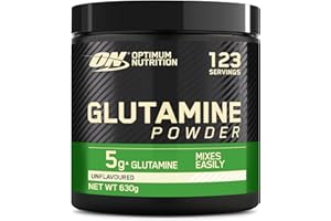 ‎OPTIMUM NUTRITION Optimum Nutrition Glutamin-Pulver, l-Glutamin-Aminosäure-Pulver, Nahrungsergänzungsmittel vor und nach dem Training Shake, nicht aromatisiert, 123 Portionen, 630 g