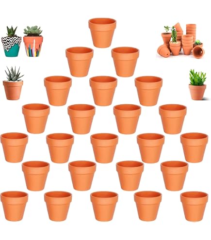 Lot De 24 Pots En Terre Cuite Miniatures - 3,5x3cm, Avec Trou De Drainage - Pour Succulentes, Cactus, Décoration Intérieure/extérieure