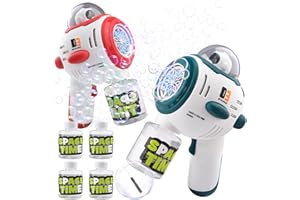 FEGALOP Bubble Gun Machine for Kids, Automatic 10 Hole Light Up Bubble Blower with 4 Refill Solution, Bubble Guns Blaster for Toddlers, Outdoor Toys Gifts, Wedding, Christmas Party Favor (Red)