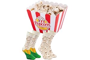 Rainbow Socks - Hombre Mujer Calcetines Popcorn Croissant Graciosos - 2 Par