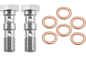 X AUTOHAUX 2 Pcs AN3 Thread Turbo Brake Line Banjo Bolts Double Banjo Bolt 31mm