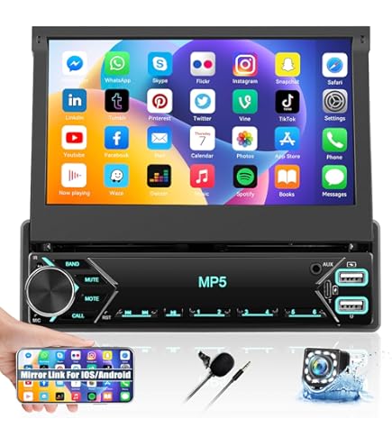 Autoradio 1 DIN Avec CarPlay Et Android Auto - Écran Tactile 6.9 Pouces, Bluetooth, Caméra De Recul