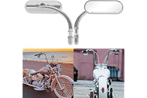 DREAMIZER Rétroviseurs Latéraux de Moto Forme Ovale Chromés, M8 M10 Rétroviseurs de Moto Retroviseur Compatibles avec Harley Road King Softail Glide Dyna Chopper Bobber Touring Cruiser Street Bike Yamaha