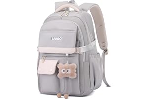 SUNYBLIS School Bags For Girls,Aesthetic Back to School Backpack Cute Preppy with Pendant Ladies Rucksack Women Lightweight Waterproof Travel Back Pack for Teenage Primary Secondary School Girls Boys