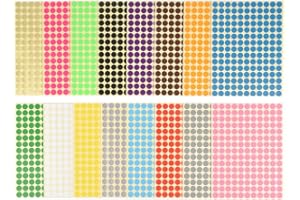 ewtshop® Okrągłe kropki samoprzylepne w 16 kolorach, 2640 naklejek, kropki o średnicy 1 cm, kropki do makijażu, etykiety