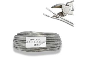 HALOTEC. 25 metros Cable FRW-CS Paralelo flexible Transparente PVC 2x0,50 mm² Estañado Polarizado | Cable Doble Polarizado | Cordón electrico Paralelo para Iluminación, Electrónica y lamparas LED.