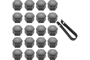 LICQIC Radschrauben Kappen, 19 mm Radmutter Abdeckung, Radbolzen Kappen mit 1 Stück Abziehhaken für Schrauben, 20 Stücke Gloss Grau