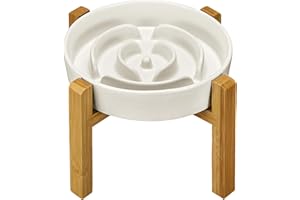 MOPANG Anti Schling Napf Hund, Antischlingnapf Hunde Keramik, Erhöhte Keramik Slow Feeder für Hund, Langsame Fütterung für Mittelgroßer/Großer Hund, Ø 21cm, 1000ml, Elfenbeinweiß