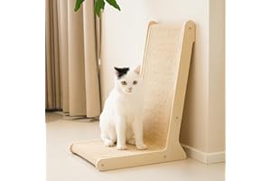 PETKARAY 105° Sisal Cat Scratcher, 57cm High Cat Scratching Post for Indoor Cats, Protecting Furniture L-Shaped Scratch Pad, Sturdy Floor Mounted Scratcher with Catnip