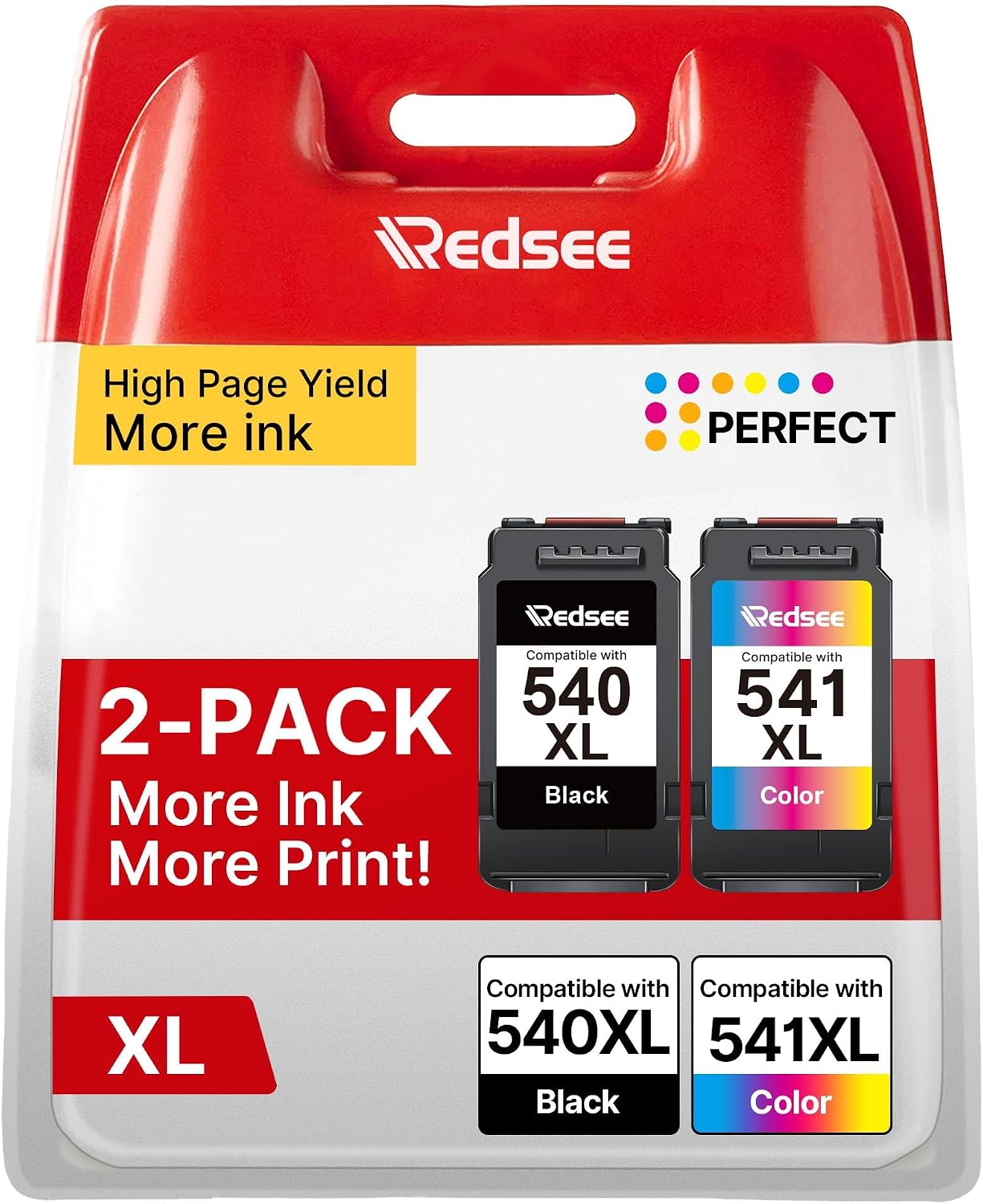 Redsee 540XL 541XL Ink Cartridges Twin Pack Replacement for Canon 540 and 541 Ink Cartridges PG-540XL Black and CL-541XL Colour for Canon Pixma TS5150 TS5151 TS5100 MG3600 MG3650S MG3250 (2 Pack)