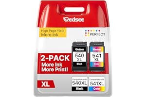 Redsee 540XL 541XL Ink Cartridges Twin Pack Replacement for Canon 540 and 541 Ink Cartridges PG-540XL Black and CL-541XL Colour for Canon Pixma TS5150 TS5151 TS5100 MG3600 MG3650S MG3250 (2 Pack)