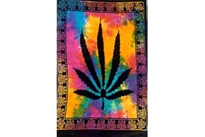 INDIAN CRAFT CASTLE ICC Weed Tapestry Wall Hanging Marijuana Cannabis leaf Poster Hippie Decor Pot Flag Dorm Collage Color Me Weed Bohemian psychedelic Small Hippie Rasta Tapestries 54 x 60 inches multi-color