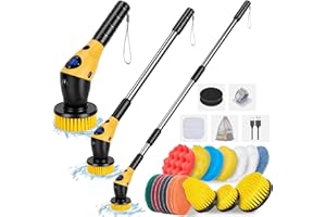 WADEO Brosse Électrique Rotative 17 Pièces - Kit de Nettoyage Multisurface avec 6 Types de Têtes et Poignée Réglable 360° - pour Salle de Bain, Carrelage, Sols, Cuisine, Voiture, Meubles