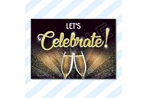 CYDPRINTING A6 CARDS - Birthday Party Invitations Invites Anniversary Celebration with Envelopes (Lets Celebrate) (Pack of 48)