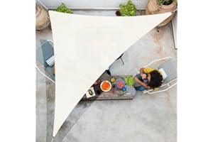 Sunnylaxx 3x3x4,25m Crème Voile d’ombrage Triangle, HDPE Triangulaire Voile ombrage Une Protection des Rayons UV à 95%, pour en Plein air, Jardin & Terrasse
