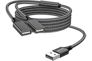 MOGOOD Rozdzielacz USB, rozdzielacz USB, adapter 1 w 2 wyjściach, podwójny przewód zasilający USB 2.0, przedłużacz do ładowania, transferu danych, podwójny port USB, przedłużacz, koncentrator,