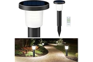 ‎INTELAMP INTELAMP Solarlampen für Außen Garten mit Fernbedienung, Weißes/Warmweiß/Warmes gelbes, 2 Stück Wegeleuchten außen Solar, 40 cm Gartenbeleuchtung Solar 500LM Gehwegleuchte für den Außenbereich