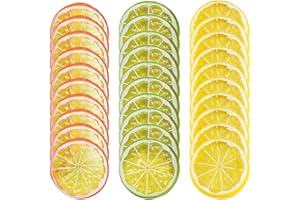 KABAKE Künstliche Zitronenscheiben, realistische lebensechte Simulation Zitrone dekorativ künstliche Obst Hochzeit Festival Dekoration Fotografie Requisiten Korb Ausstellung Obst (Gemischte Farbe, 30 Stück)