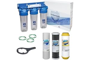 GENERIC Aquafilter 3 Stage Whole House Water Purifier and Softener Filter Kit Salt Free 1",1/2",3/4" BSP (1" BSP)