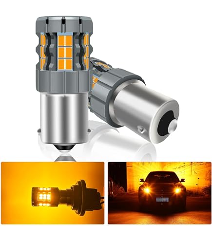 Ampoule LED 1156 BA15S Ambre - 3000 LM, Canbus, Anti-hyperflash, Ventilateur Refroidissement - 2 Pièces