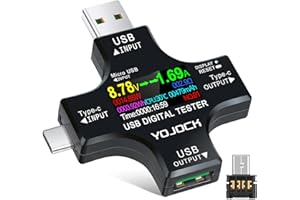 USB Tester Messgerät 2-in-1 USB C Strommessgerät Digital Multimeter Strommesser Power Meter, Spannung Voltmeter, Strom, Leistungskapazität Detektor