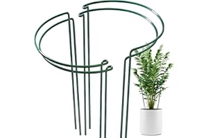 OAHAO 4 Pack Plant Support Stakes Ring Cage,Metal Half Round Plant Ring 21×35cm Large Peony Cages and Supports for Outdoor Plants, Tomato,Vegetable, Hydrangea,Rose,Flowers Vine