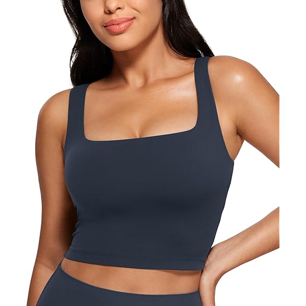 CRZ YOGA Softembrace Casual tops voor dames zachte dubbel gevoerde ronde hals cropped mouwloze shirts basic uitgaanstanks wit L