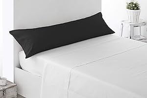 Miracle Home. Funda de Almohada 100% Microfibra cepillada, Abierto a Ambos Lados, antipeeling. 150X45. Cama 135. Negro