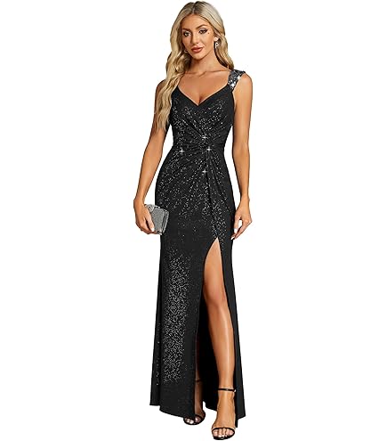 Gyios dress Off-shoulder Gown Dress Elegant Sequin V-neck Maxi Dress For Evening Party Prom Off Shoulder Slim Split Long Dress-black-s : Amazon.co.uk: Fashion Gyios dress Off-shoulder Gown Dress Elegant Sequin V-neck Maxi Dress For Evening Party Prom Off Shoulder Slim Split Long Dress-black-s : Amazon.co.uk: Fashion