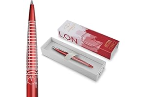 Penna a sfera Parker Jotter | Edizione speciale | London Red con puntale cromato | Punta media | Inchiostro blu | Confezione regalo