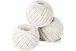 GREENGERS - Ficelles de Jardinage, Lot de 3 bobines de Ficelle Coton 65M, 3 x 65M - Idéal pour Lier, Nouer, Attacher - Adapté pour structurer des Plantes grimpantes - Résiste aux Fortes tractions